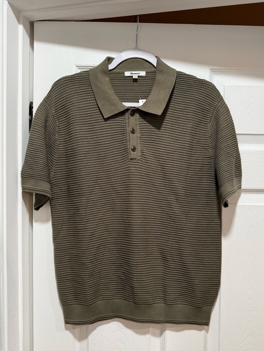Madewell Textured Olive Short-Sleeve Polo